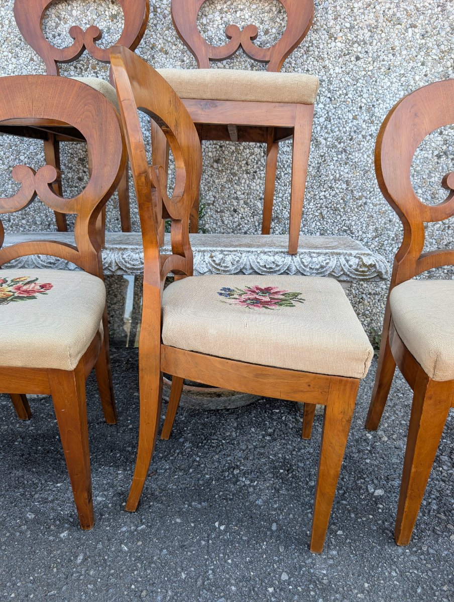 Suite di 6 Sedie Biedermeier in Noce Biondo – Austria, XIX Secolo-photo-3