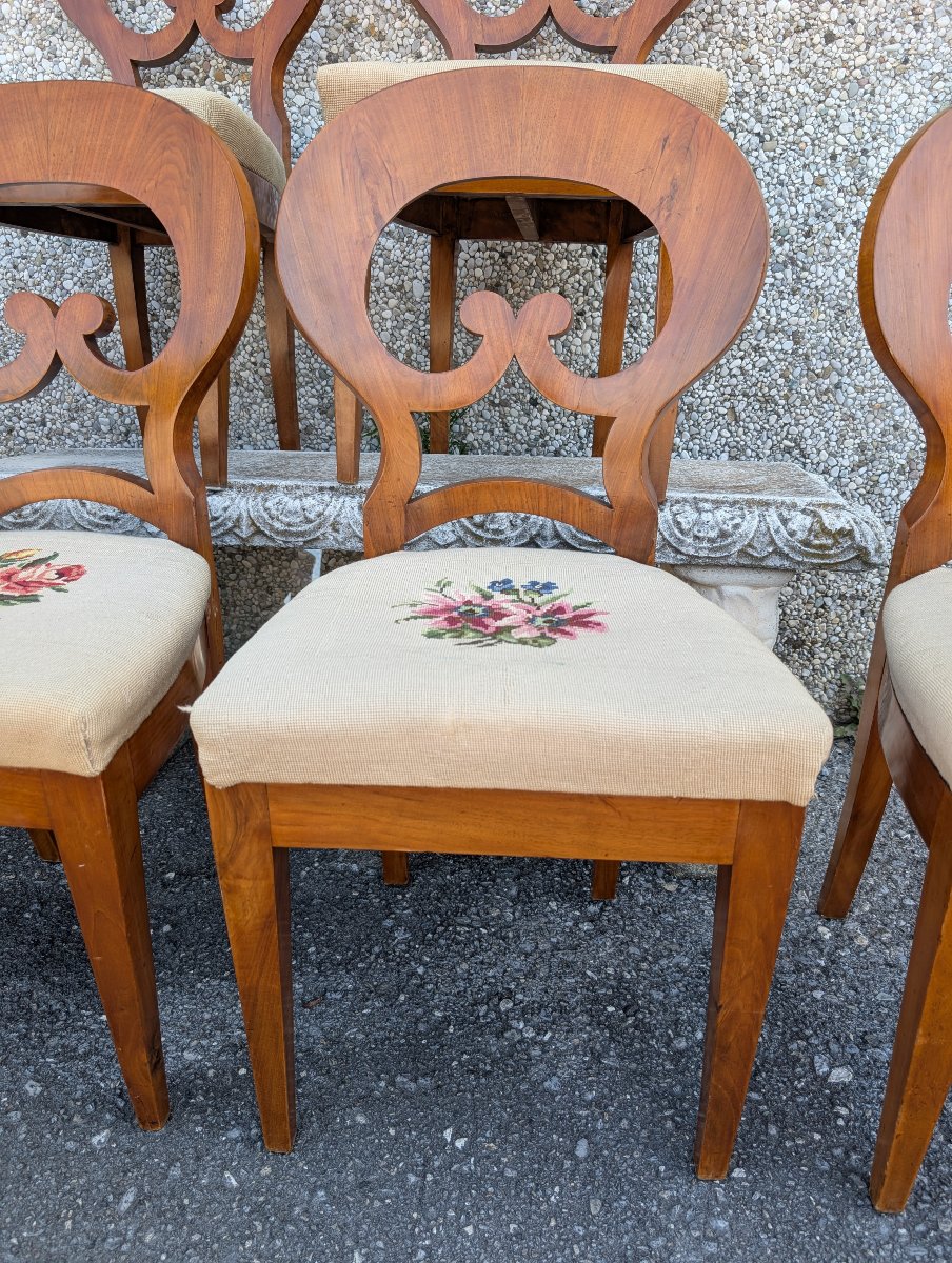Suite di 6 Sedie Biedermeier in Noce Biondo – Austria, XIX Secolo-photo-4