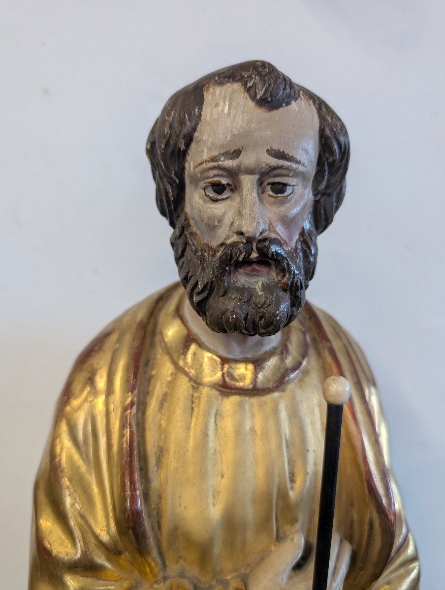 Scultura di San Giuseppe in Legno Dorato – Metà XIX Secolo-photo-2