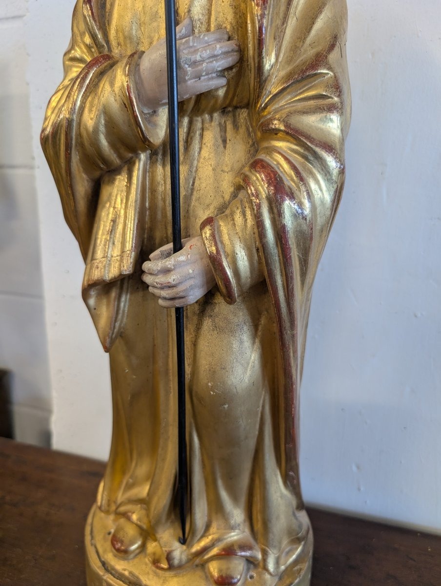 Scultura di San Giuseppe in Legno Dorato – Metà XIX Secolo-photo-3