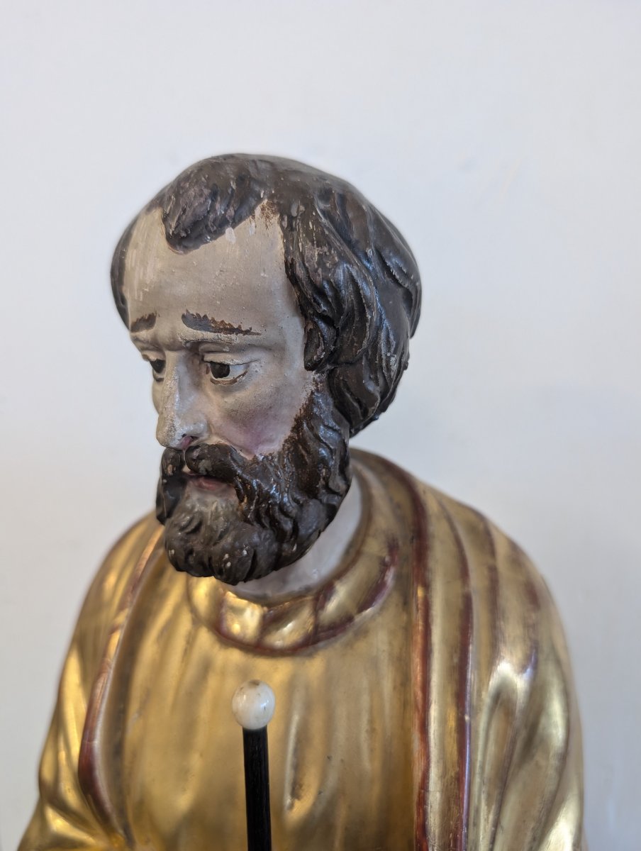 Scultura di San Giuseppe in Legno Dorato – Metà XIX Secolo-photo-4