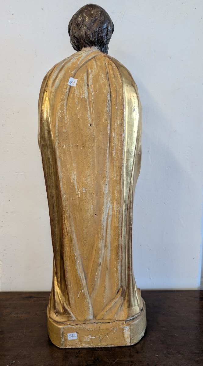 Scultura di San Giuseppe in Legno Dorato – Metà XIX Secolo-photo-2