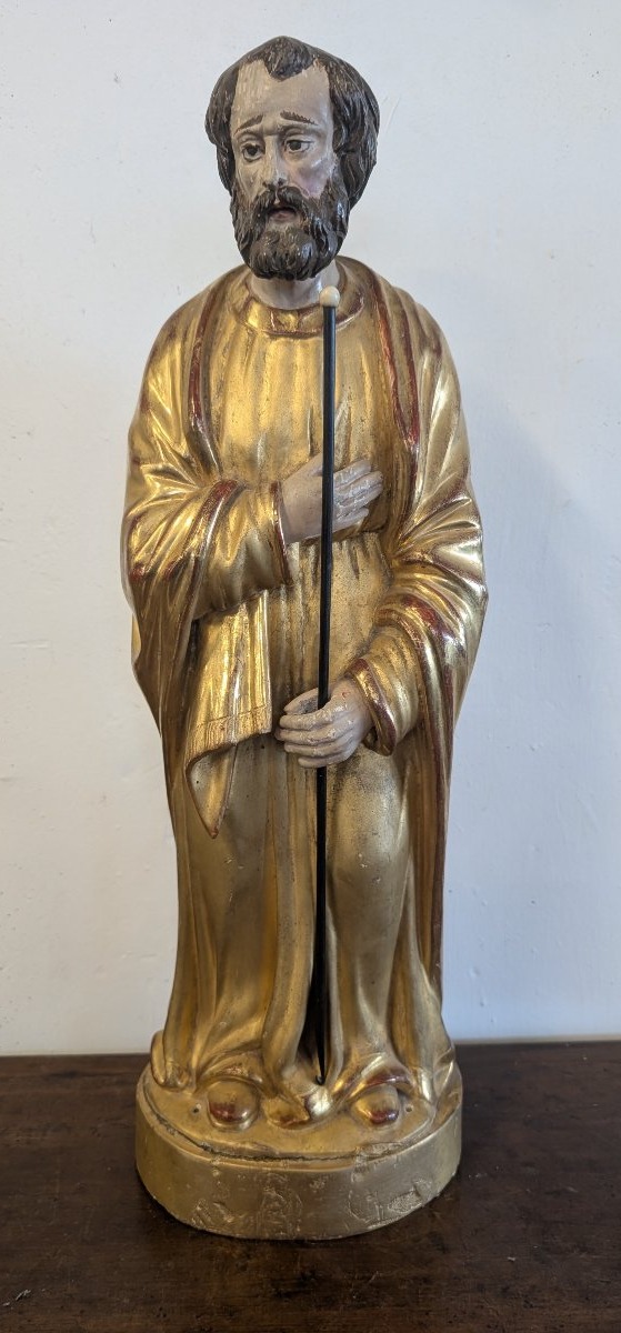 Scultura di San Giuseppe in Legno Dorato – Metà XIX Secolo-photo-4