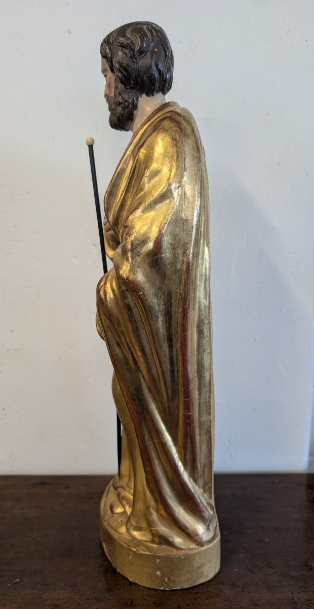 Scultura di San Giuseppe in Legno Dorato – Metà XIX Secolo-photo-7