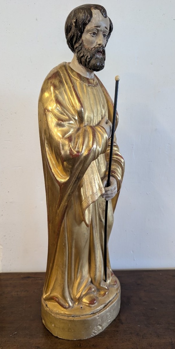 Scultura di San Giuseppe in Legno Dorato – Metà XIX Secolo-photo-8