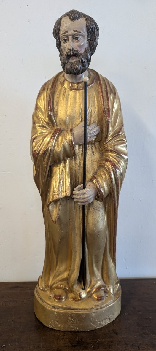 Scultura di San Giuseppe in Legno Dorato – Metà XIX Secolo