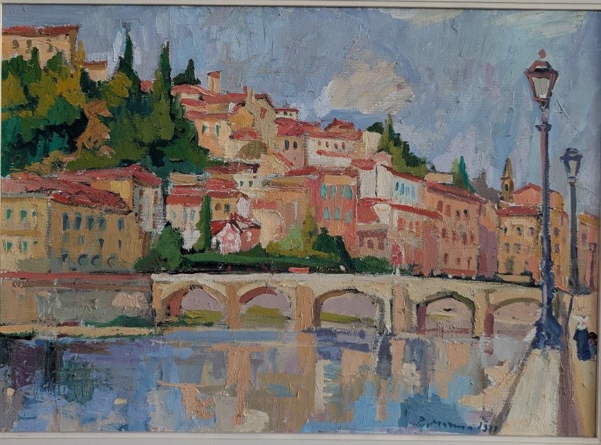 Rodolfo Marma (1903-1983) – Ponte Alle Grazie, Firenze, Olio Su Tela Datato 1977-photo-6