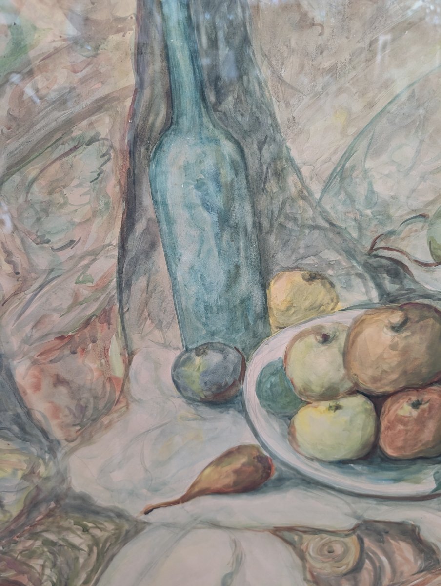 Natura morta con frutta e pesce – Acquerello su cartoncino, prima metà del Novecento-photo-5