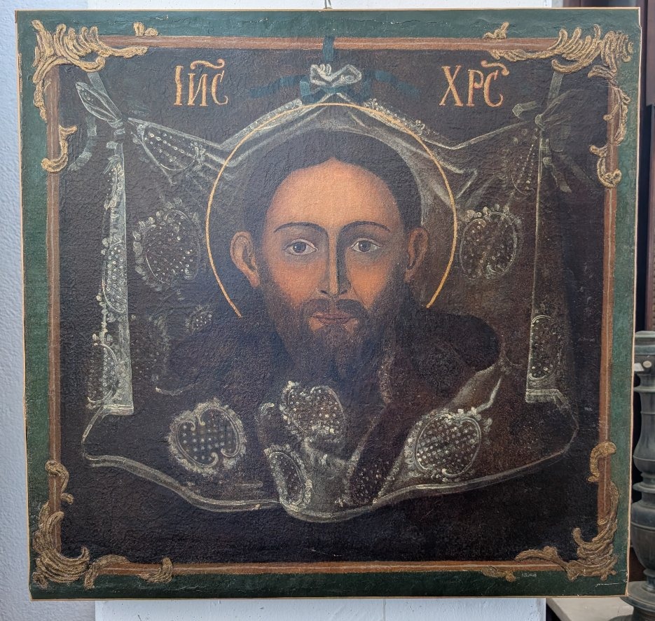 Volto di Cristo "Acheropita" – Icona su tela, inizi del XVIII secolo-photo-5