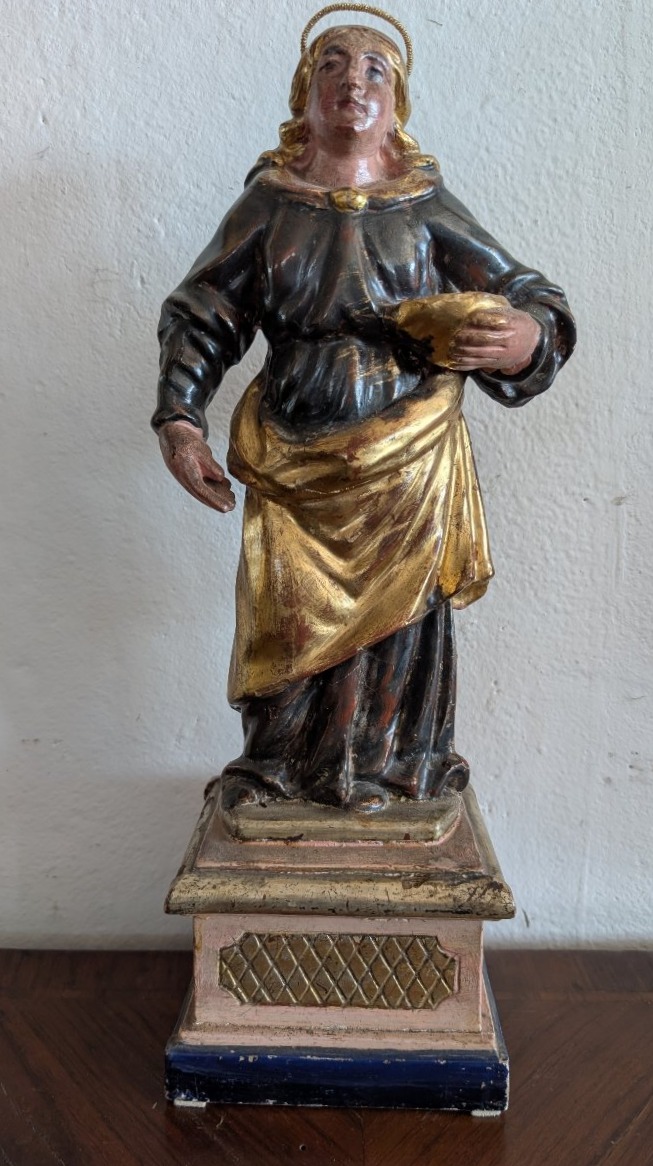 Santa Lucia – Scultura lignea policroma e dorata, prima metà del XIX secolo-photo-2