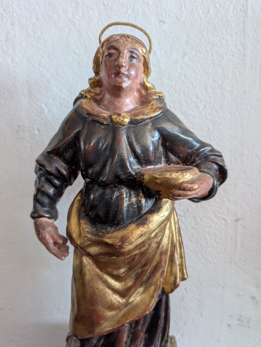 Santa Lucia – Scultura lignea policroma e dorata, prima metà del XIX secolo-photo-3