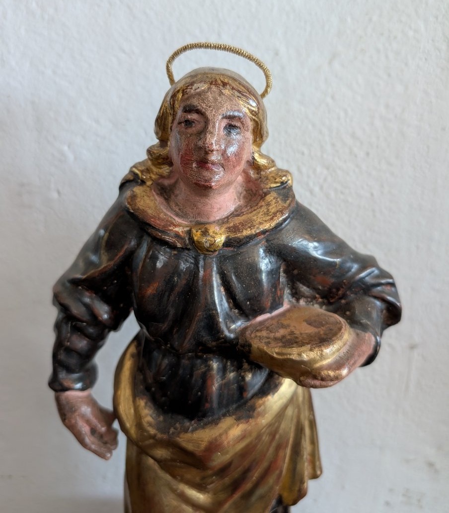 Santa Lucia – Scultura lignea policroma e dorata, prima metà del XIX secolo-photo-4
