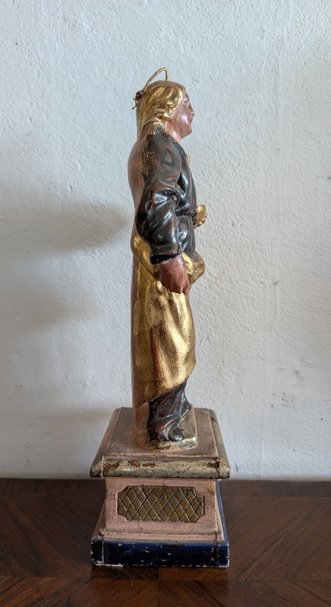 Santa Lucia – Scultura lignea policroma e dorata, prima metà del XIX secolo-photo-3