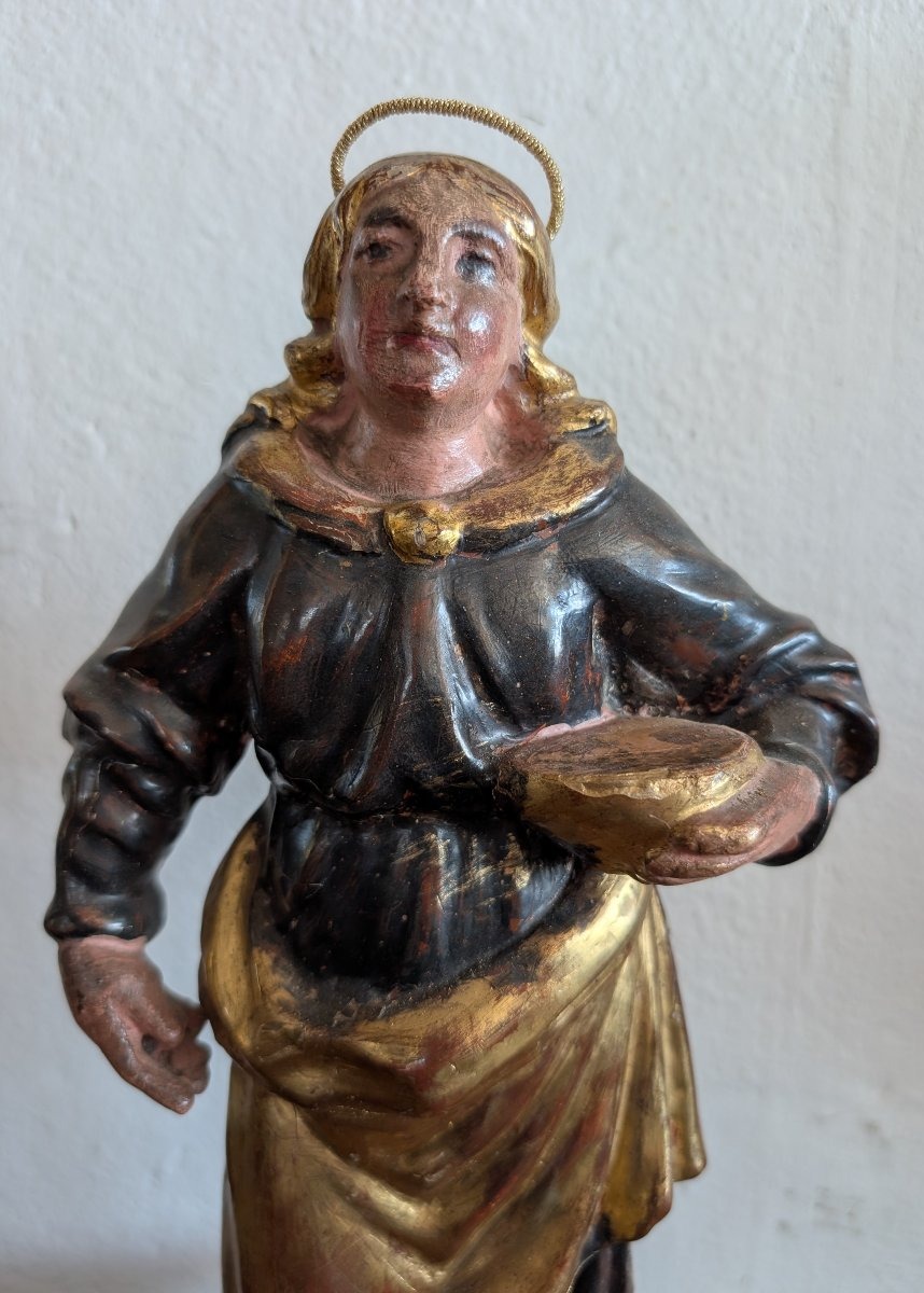 Santa Lucia – Scultura lignea policroma e dorata, prima metà del XIX secolo-photo-6