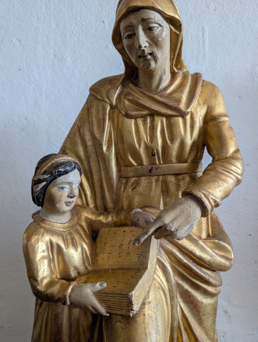 Educazione della Vergine – Scultura lignea dorata Italia, inizi del XIX secolo-photo-3