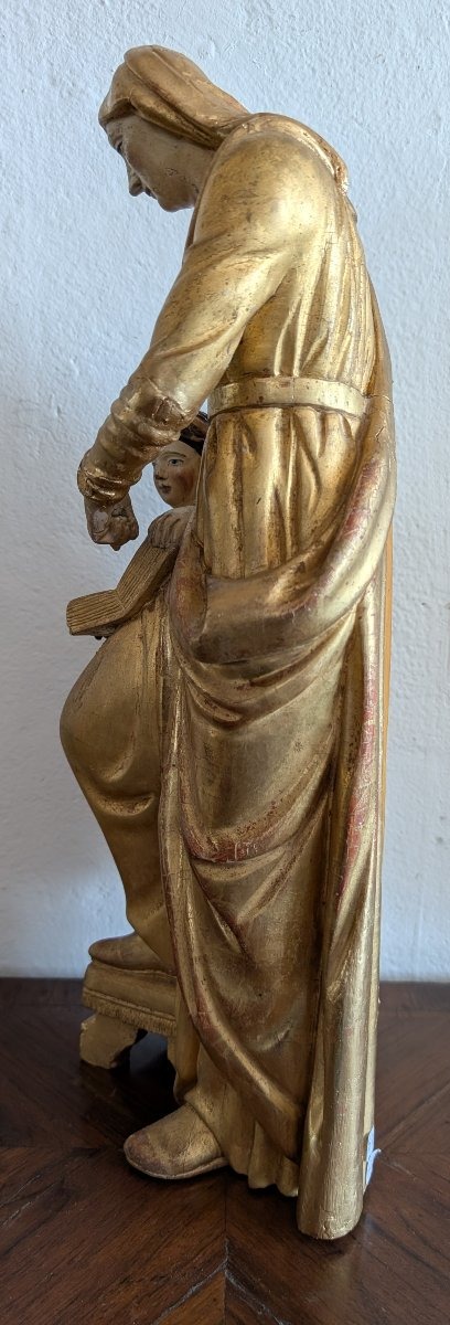 Educazione della Vergine – Scultura lignea dorata Italia, inizi del XIX secolo-photo-2
