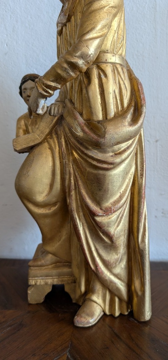 Educazione della Vergine – Scultura lignea dorata Italia, inizi del XIX secolo-photo-4