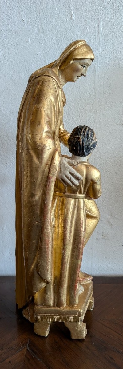 Educazione della Vergine – Scultura lignea dorata Italia, inizi del XIX secolo-photo-6