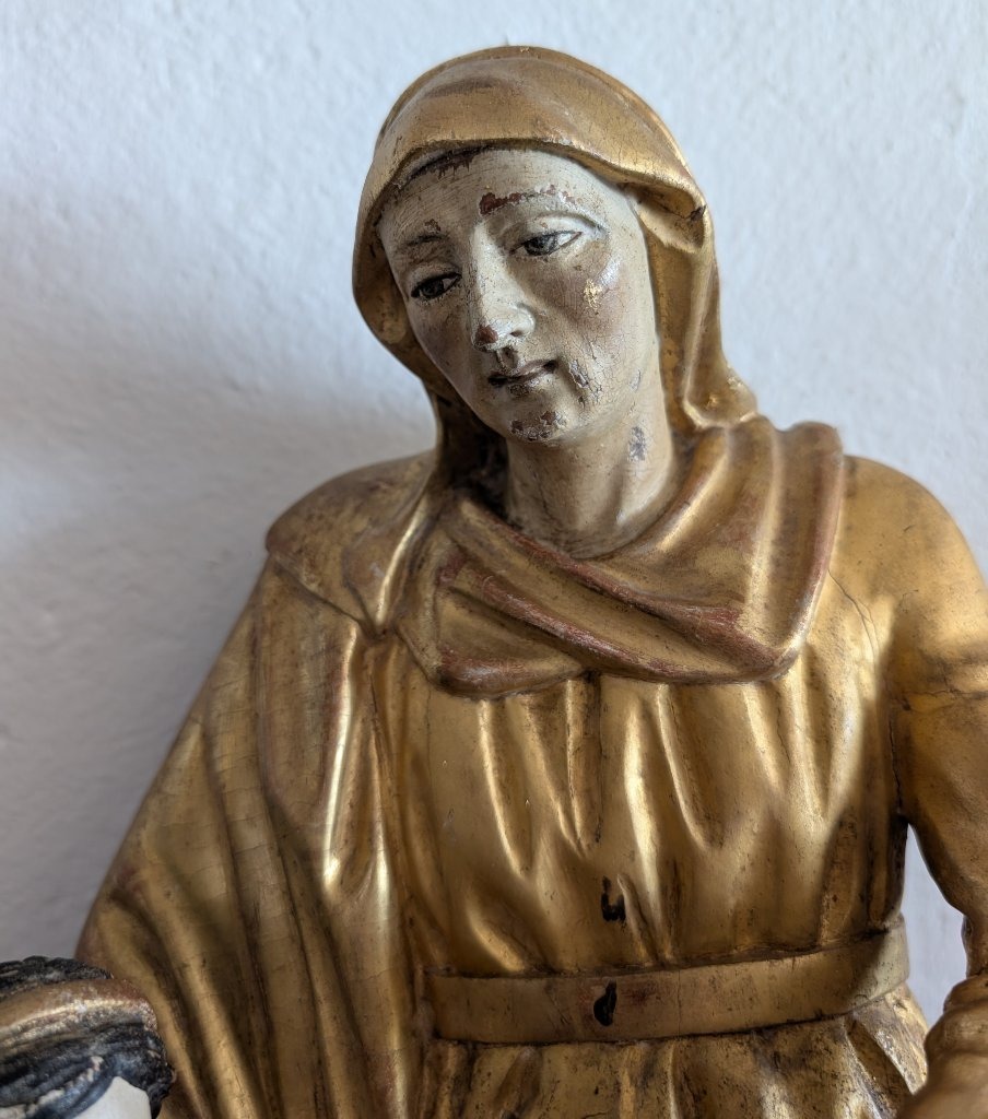Educazione della Vergine – Scultura lignea dorata Italia, inizi del XIX secolo-photo-7