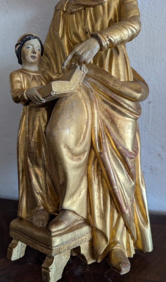 Educazione della Vergine – Scultura lignea dorata Italia, inizi del XIX secolo-photo-8