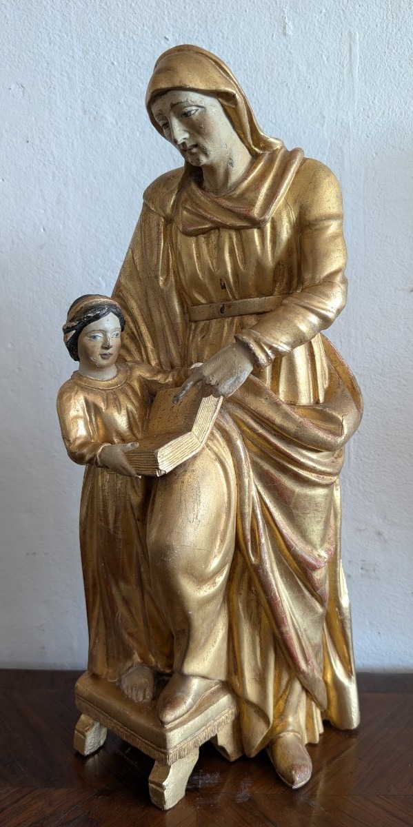 Educazione della Vergine – Scultura lignea dorata Italia, inizi del XIX secolo