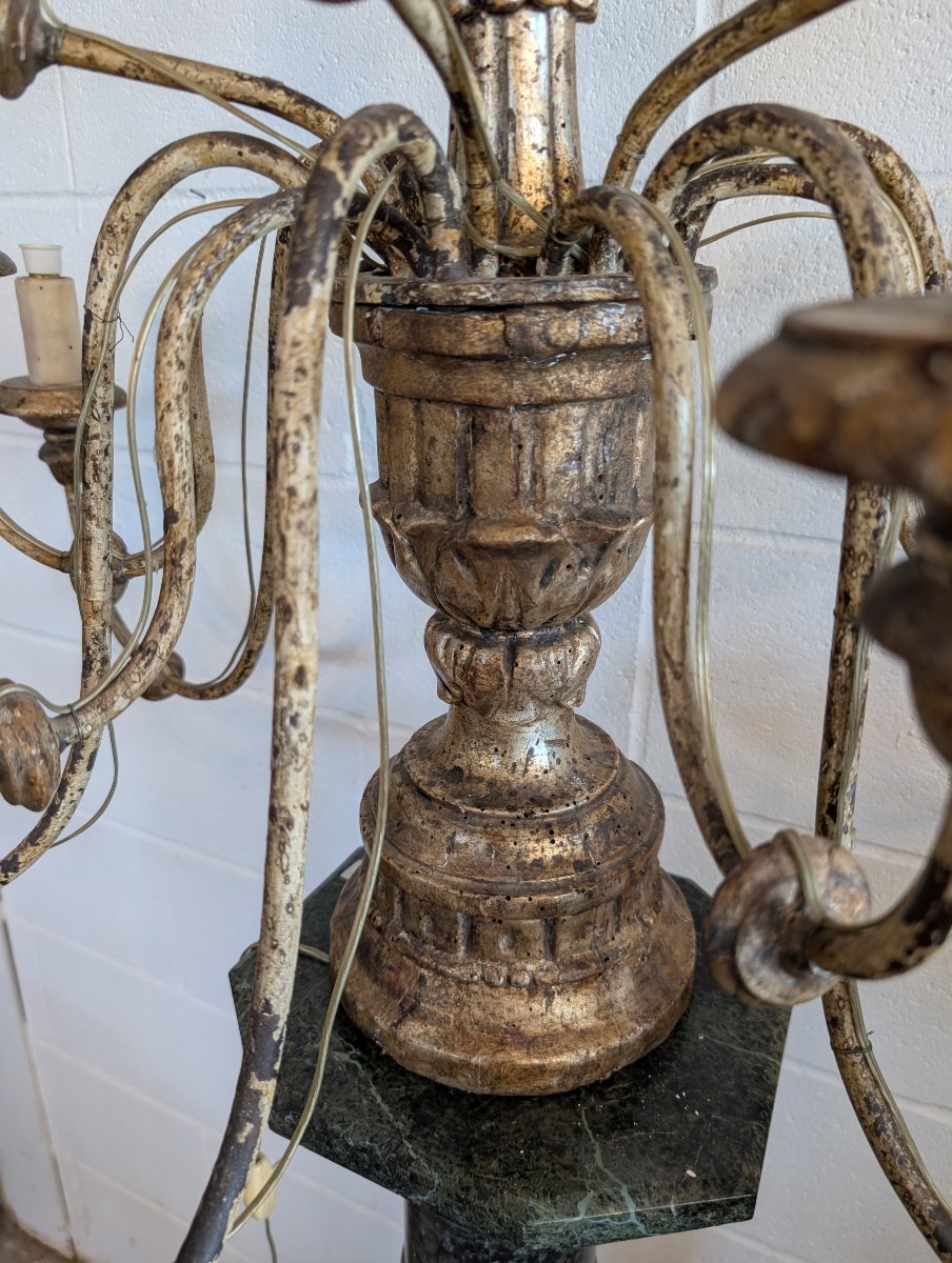 Antico candeliere da chiesa a quindici luci in legno dorato a mecca – Toscana, fine XVIII sec.-photo-4