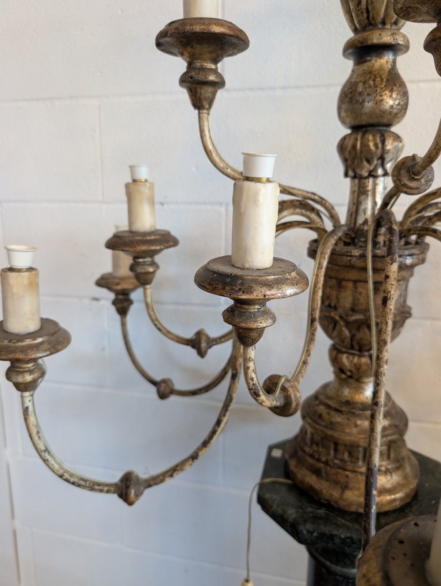 Antico candeliere da chiesa a quindici luci in legno dorato a mecca – Toscana, fine XVIII sec.-photo-4
