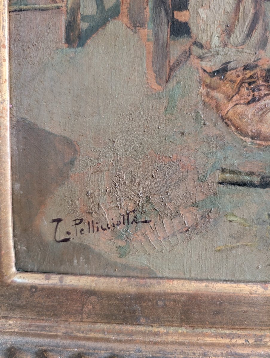 Tito Pellicciotti (1871-1950) – Il ciabattino – Olio su tavoletta-photo-4