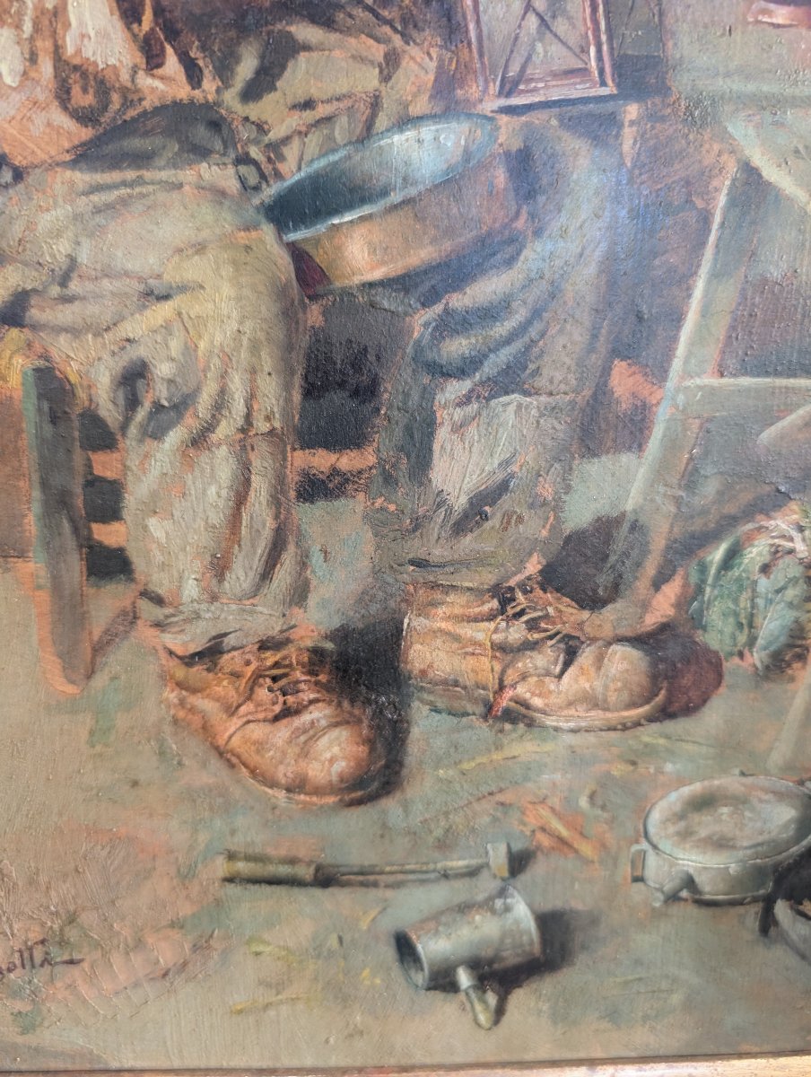 Tito Pellicciotti (1871-1950) – Il ciabattino – Olio su tavoletta-photo-2