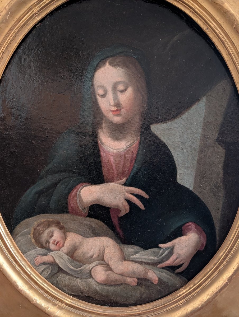 Scuola francese, inizi XIX secolo – Madonna con Bambino dormiente-photo-3