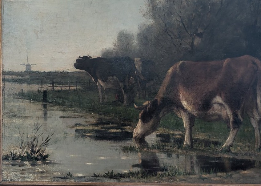 Richard Burnier (1826–1884) Paesaggio olandese con bovini al pascolo-photo-3