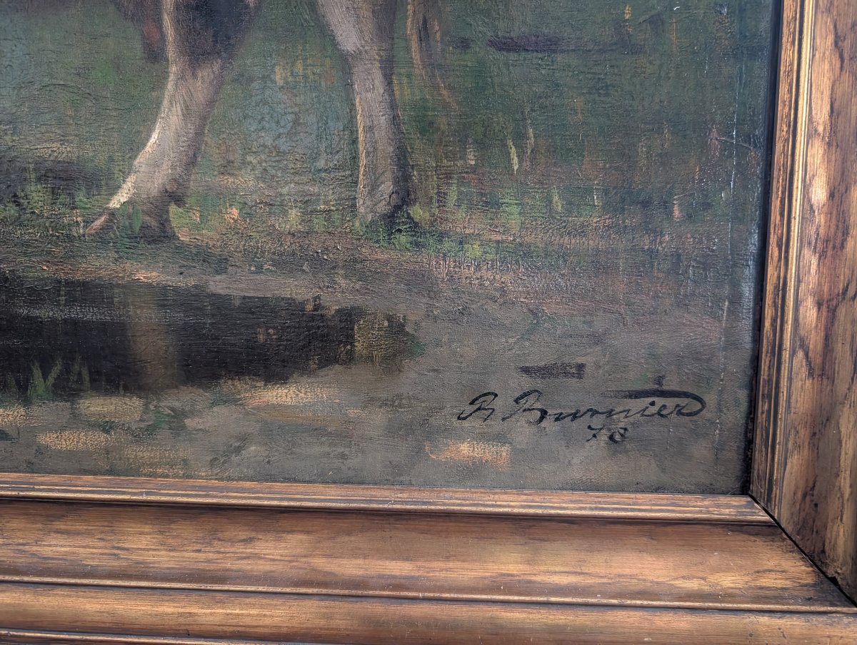 Richard Burnier (1826–1884) Paesaggio olandese con bovini al pascolo-photo-5