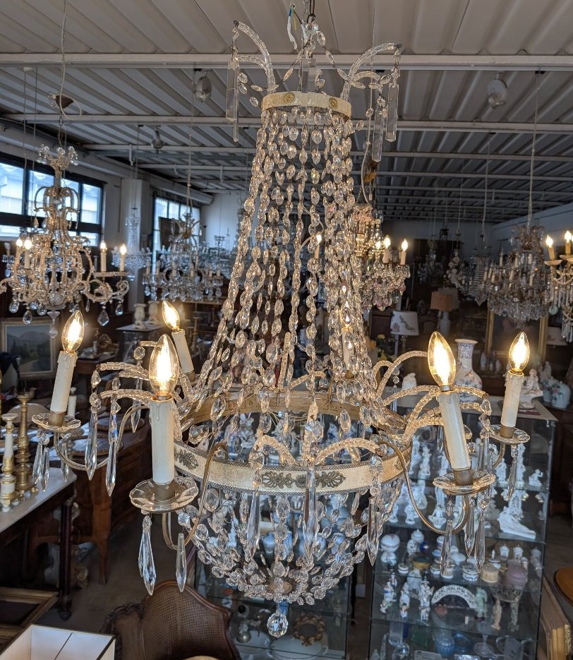 Lampadario Impero a sei luci con cristalli – Epoca Napoleone III-photo-3