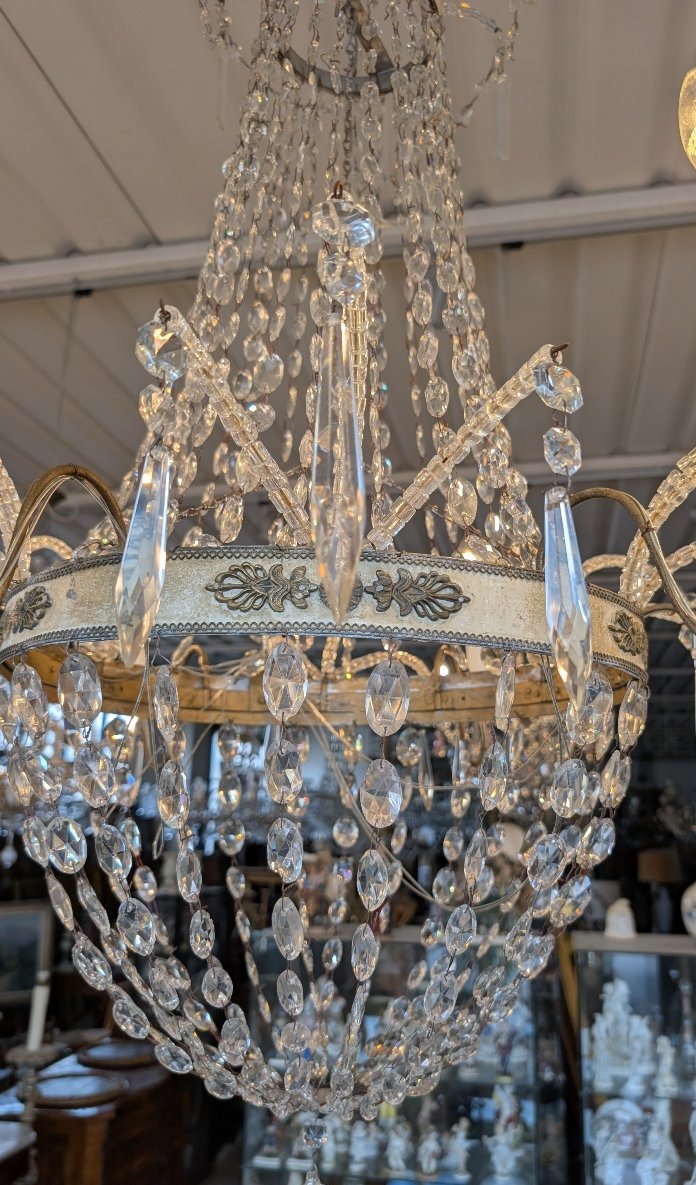 Lampadario Impero a sei luci con cristalli – Epoca Napoleone III-photo-1