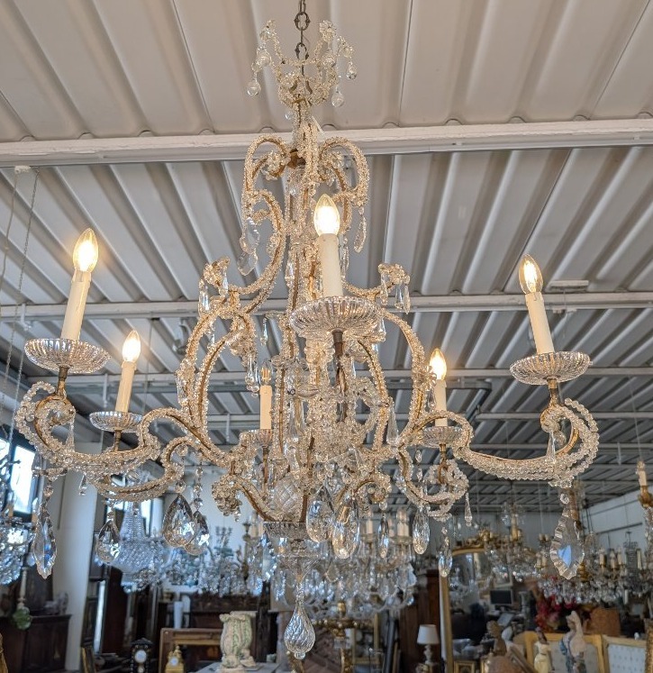 Lampadario a sei luci in cristallo – fine XIX secolo-photo-2