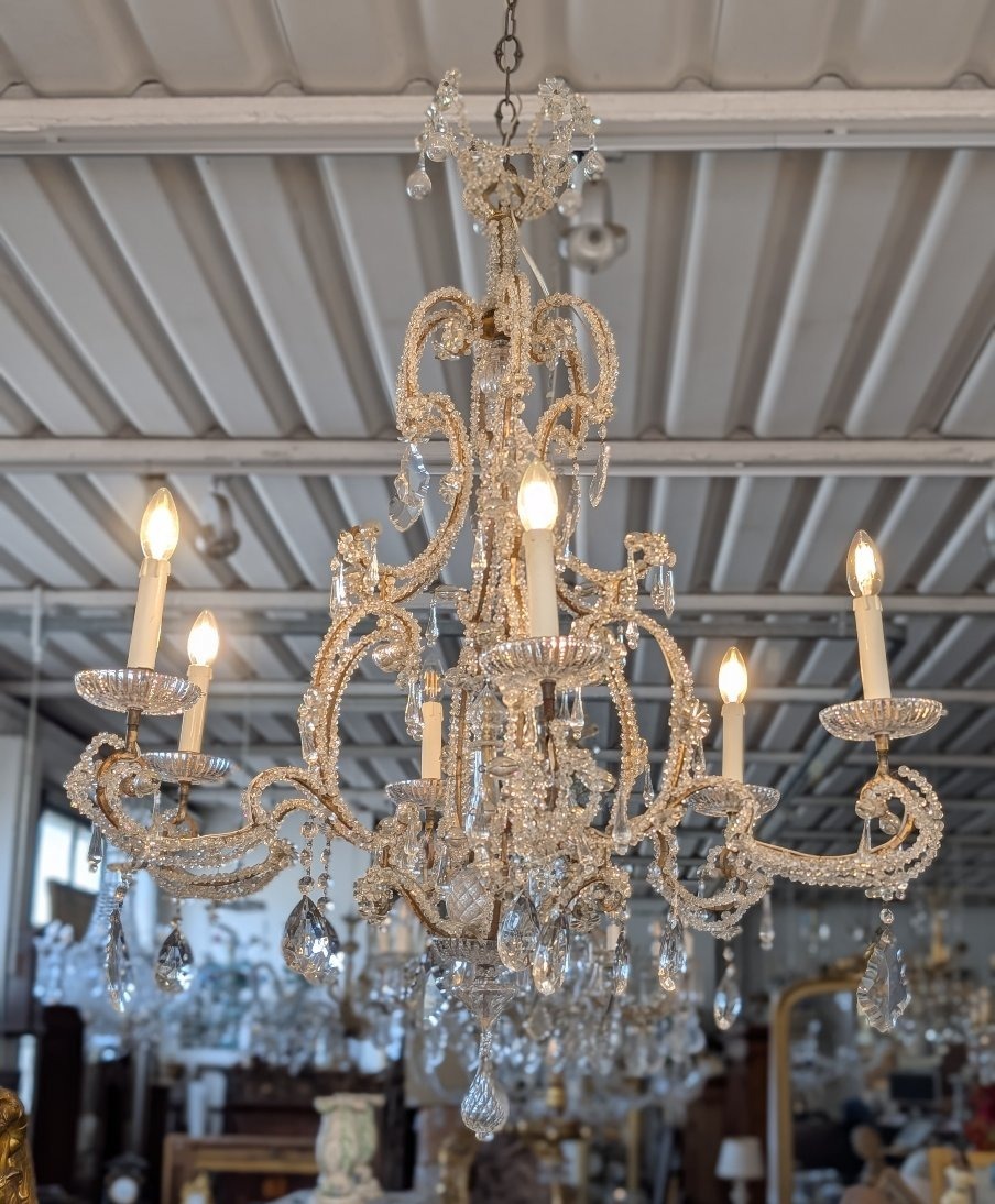 Lampadario a sei luci in cristallo – fine XIX secolo-photo-3