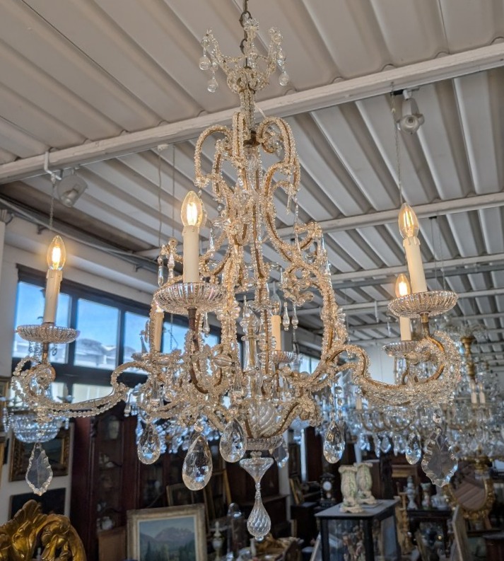 Lampadario a sei luci in cristallo – fine XIX secolo-photo-4
