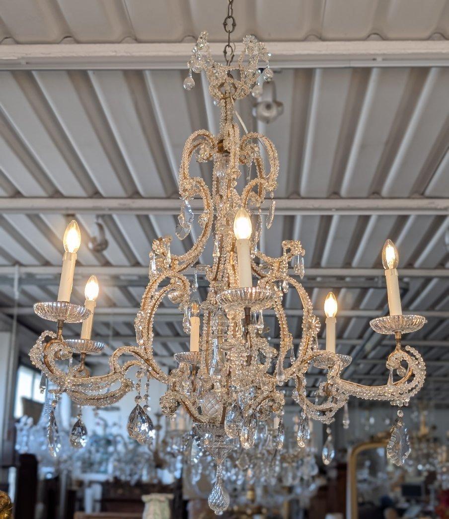 Lampadario a sei luci in cristallo – fine XIX secolo-photo-8
