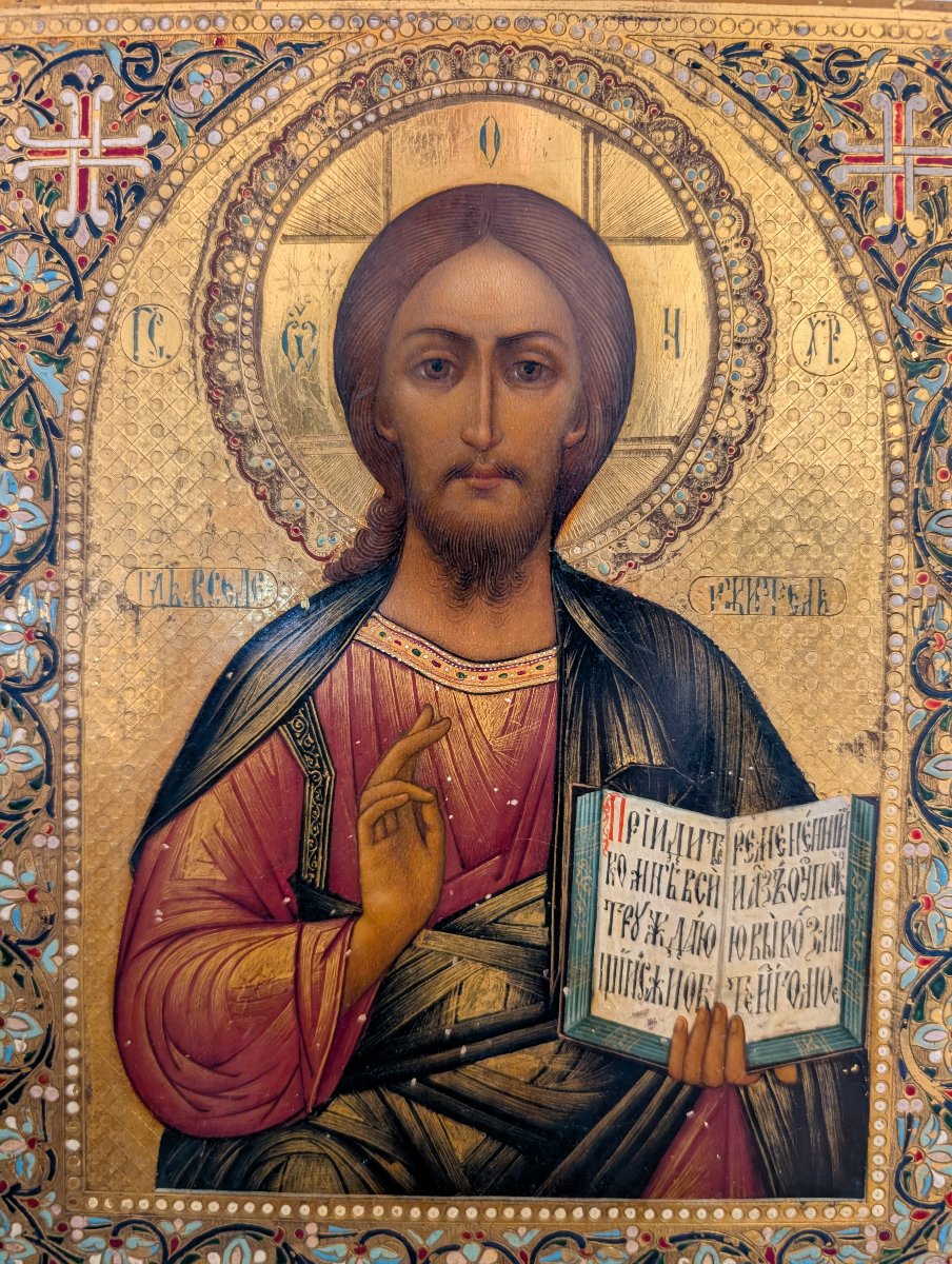 Icona russa del Cristo Pantocratore – fine XIX secolo-photo-4