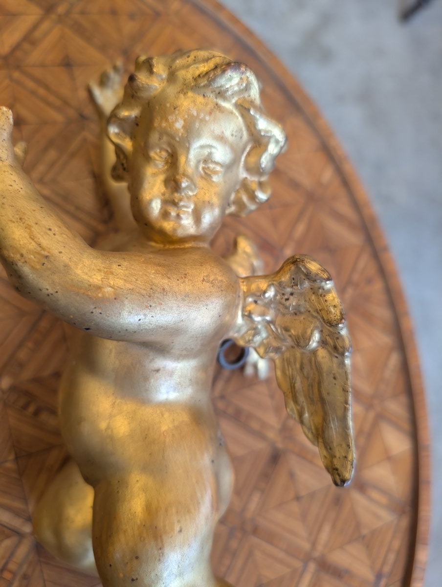 Putto alato in legno intagliato e dorato – inizi XX secolo-photo-3