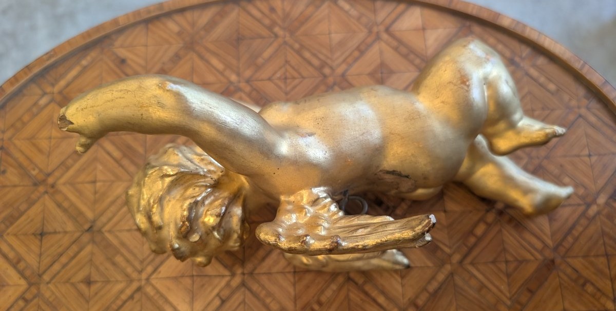 Putto alato in legno intagliato e dorato – inizi XX secolo-photo-6