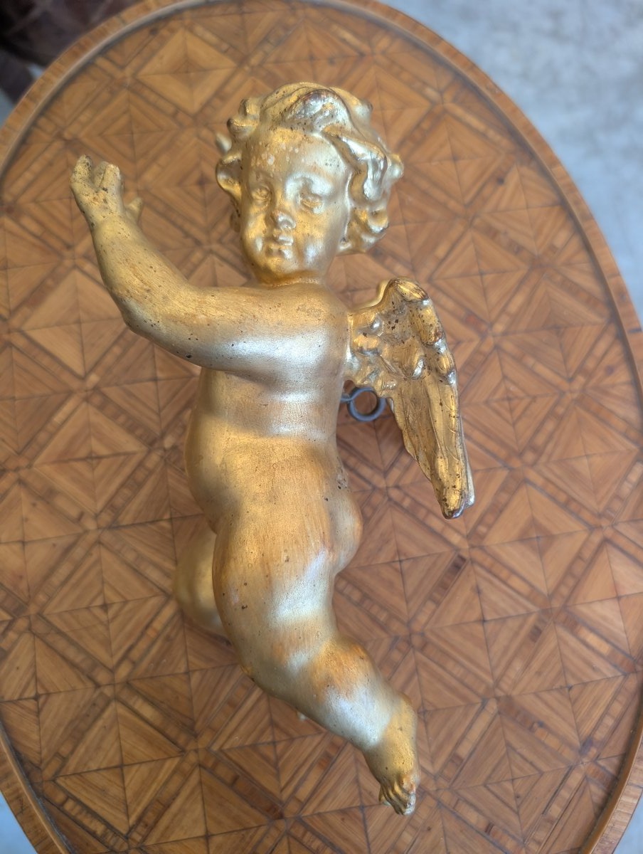 Putto alato in legno intagliato e dorato – inizi XX secolo