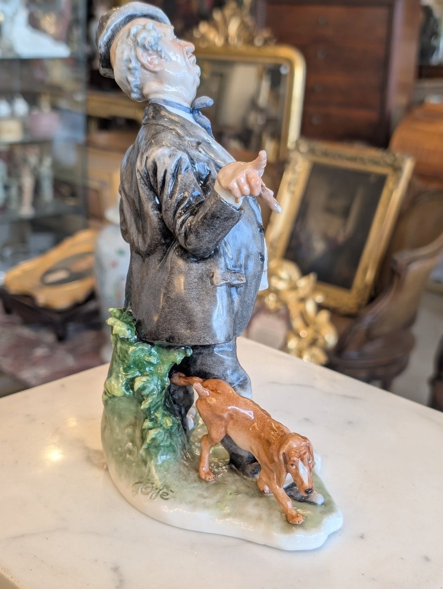 Giuseppe Cappè – Personnage avec chien en céramique polychrome-photo-2