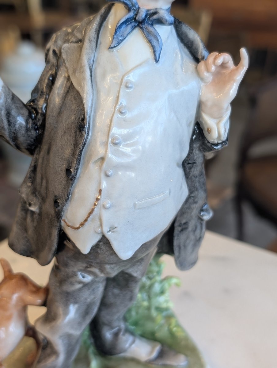 Giuseppe Cappè – Personnage avec chien en céramique polychrome-photo-1