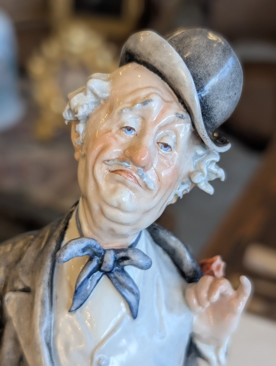 Giuseppe Cappè – Personnage avec chien en céramique polychrome-photo-3