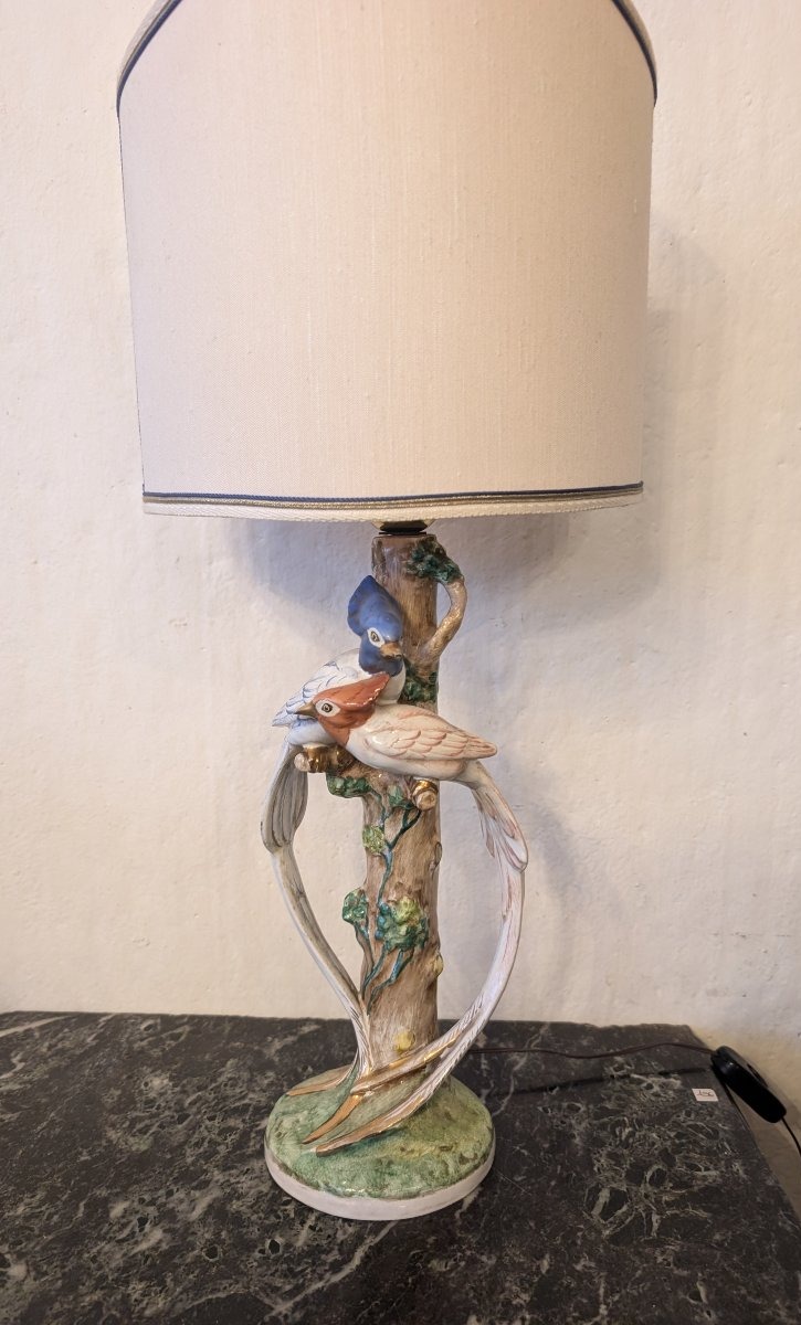 Lampada in ceramica Zaccagnini Firenze con uccelli – anni ’60-photo-4
