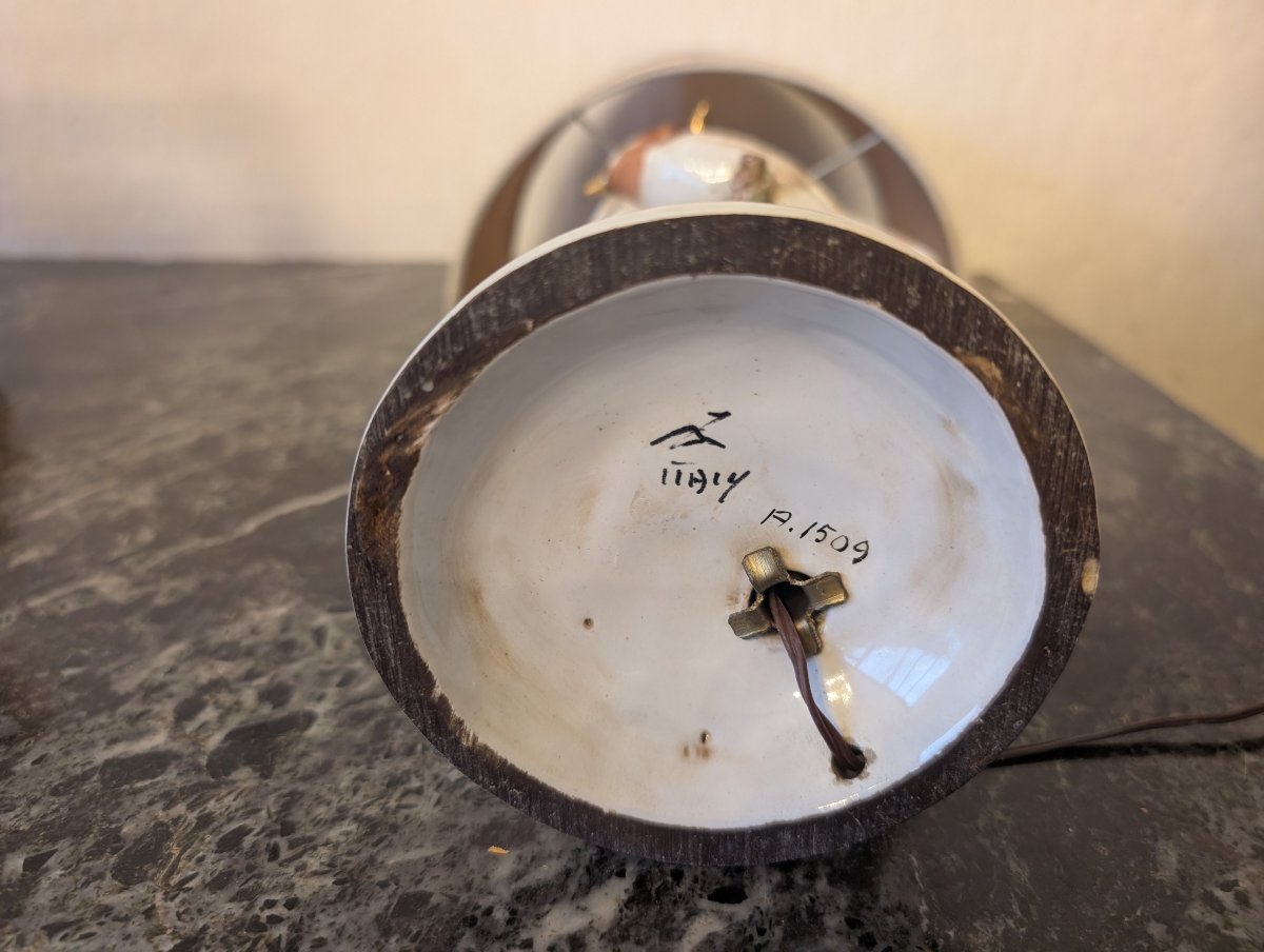 Lampada in ceramica Zaccagnini Firenze con uccelli – anni ’60-photo-3