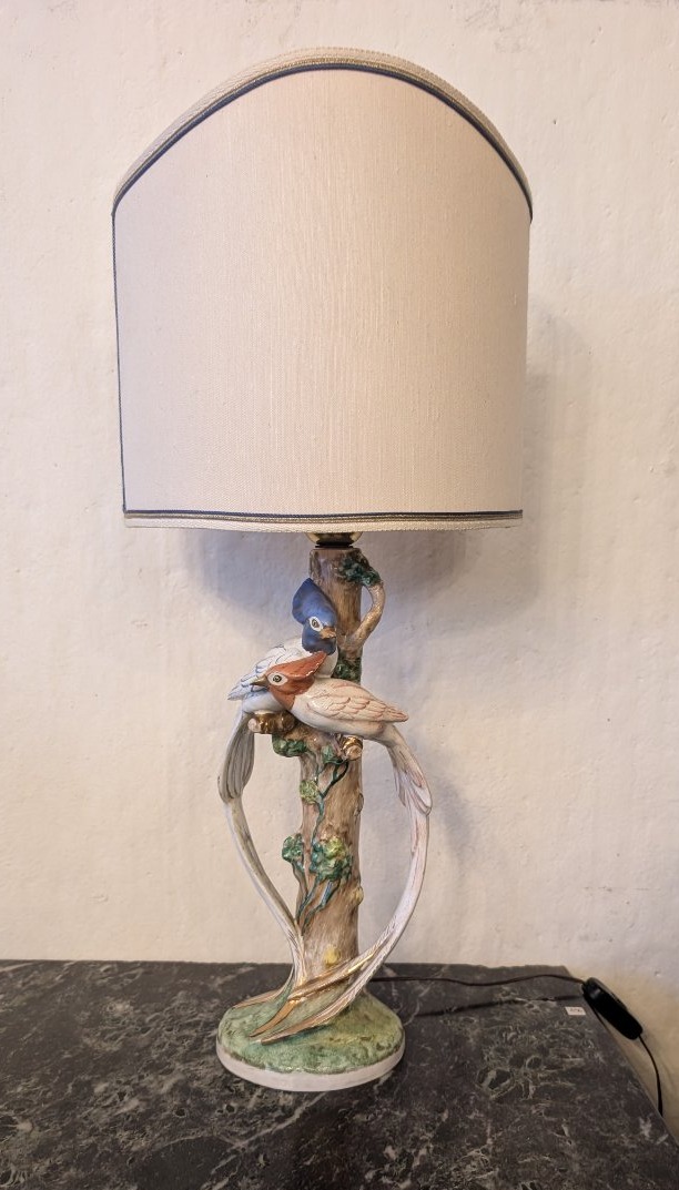 Lampada in ceramica Zaccagnini Firenze con uccelli – anni ’60