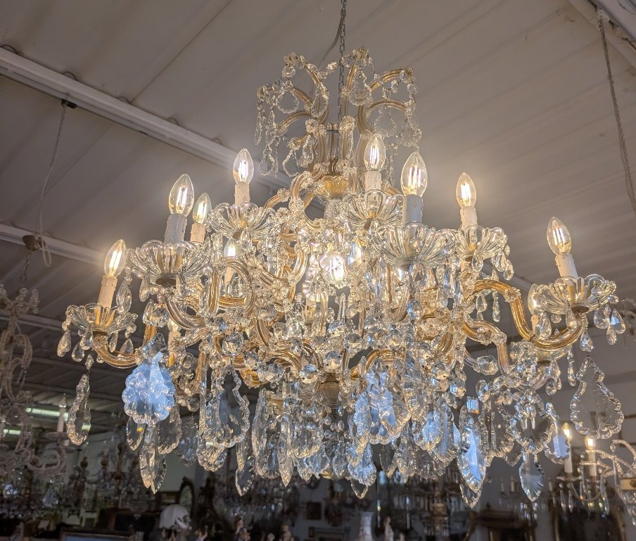 Grande lampadario Maria Teresa a 17 luci in cristallo – Prima metà del XX secolo-photo-3