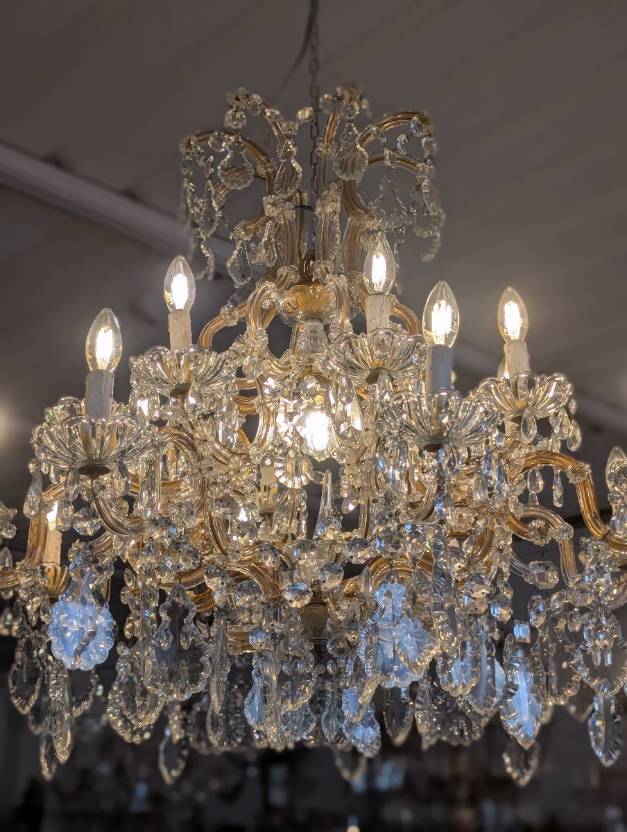 Grande lampadario Maria Teresa a 17 luci in cristallo – Prima metà del XX secolo-photo-6
